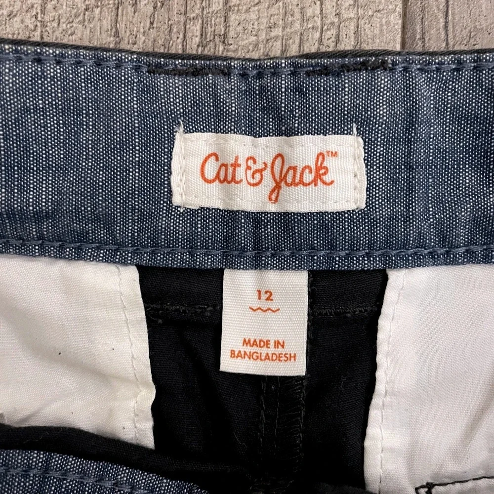 Cat & Jack Boys Black‎ Chino Shorts Size 12 Flat Front School Uniform Casual